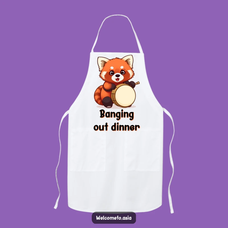 Funny Red Panda Drummer Apron: Beat the Heat, Perfect Funny Gift for Kitchen Rockers!