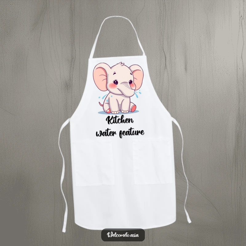 Funny Elephant Apron: A smiling elephant gently sprays water from its trunk, adding a touch of humor to kitchen activities.