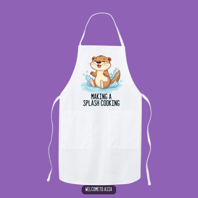 Funny Otter Apron: Energetic Chef Sliding into Fun - Kitchen Gift