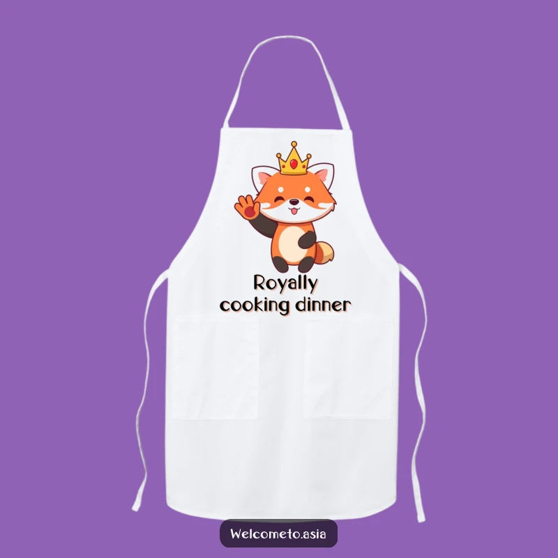 Funny Red Panda King Apron: Cute Waving Monarch Kitchen Wear a Funny Animal Gift