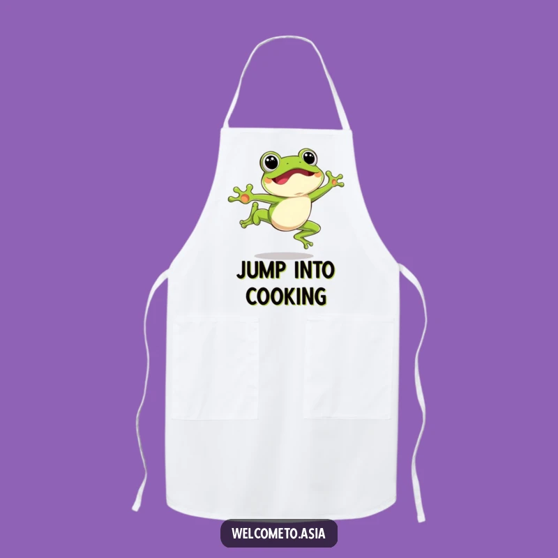 Whimsical Funny Leaping Frog Apron: Jump into Cooking - Kitchen Gift