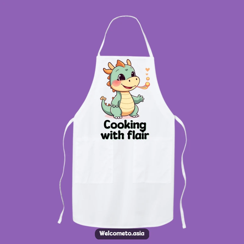 Whimsical Funny Smiling Dragon Apron: Cook with Dragon Flair - Kitchen Gift