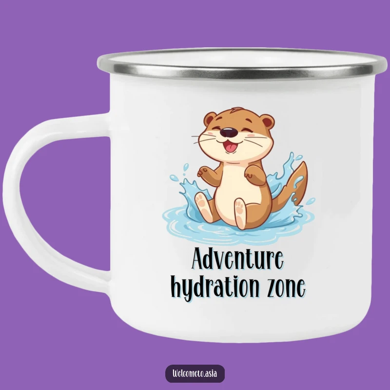 Funny Otter Camping Mug: Energetic Sliding Character - Outdoor Adventure Gift