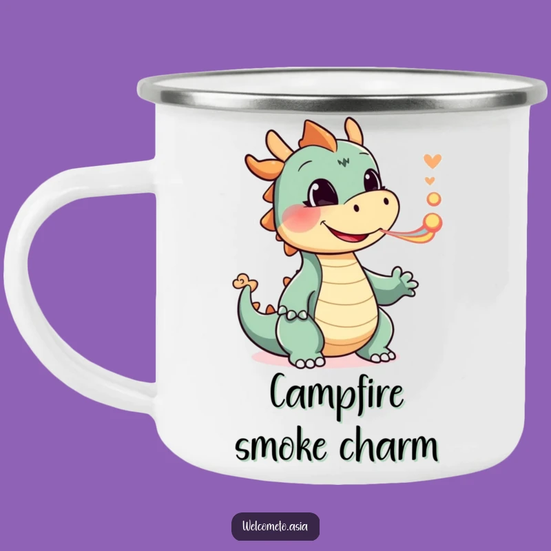 Durable Funny Smiling Dragon Camping Mug: Enchanted Adventures - Outdoor Gift