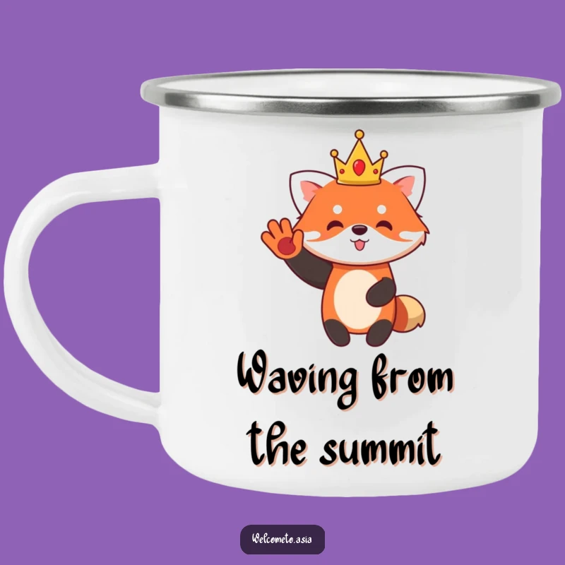Funny Red Panda King Camping Mug: Cute Waving Monarch Outdoor Adventure Gear
