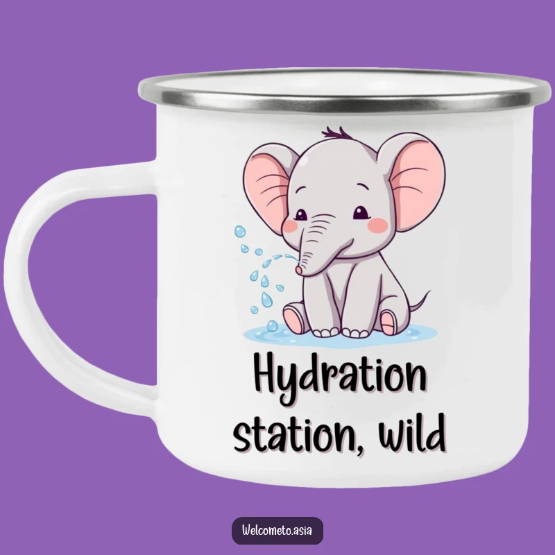 Funny Elephant Tiny Ears Camping Mug: Adventure with Playful Splashes!