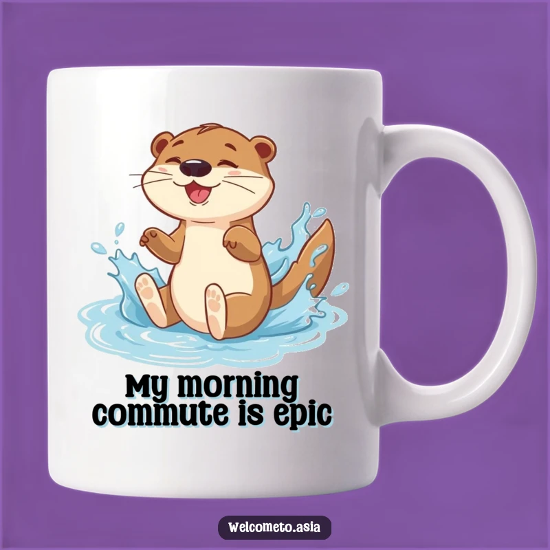 Funny Otter Splash Mug: Energetic Character Sliding Down Water Feature - Perfect Gift