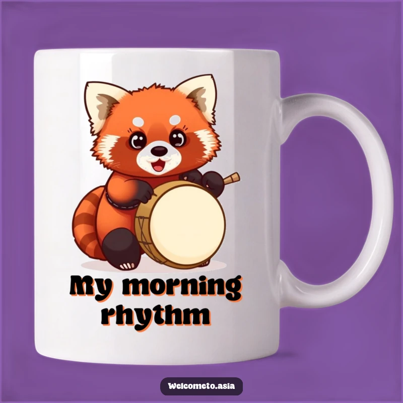 Funny Red Panda Drummer Mug: Chubby Musician Fun, Perfect Funny Gift for Music Lovers!