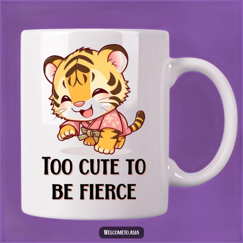 Funny Giggling Tiger Cub Kimono Mug: Adorable & Hilarious Gift for Animal Lovers!