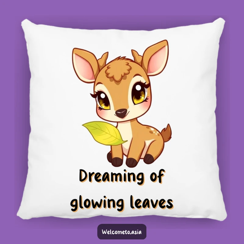 Funny Deer Pillow: Curious Nibbler of Glowing Leaf Comfort - Dreamy Gift
