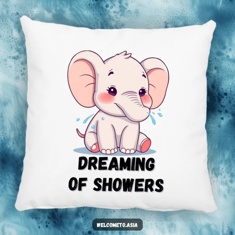 Funny Elephant Pillow: A smiling elephant character gently sprays water from its trunk, creating a cozy and amusing decorative piece.