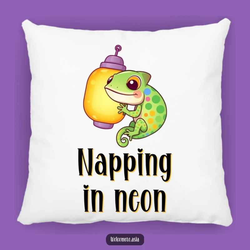 Funny Chameleon Lantern Pillow: Snuggle Up with This Comical Colorful Accent