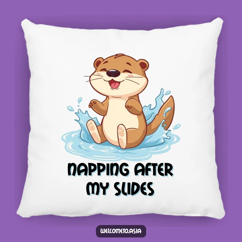 Funny Otter Pillow: Energetic Character Sliding Splash - Cozy Comfort Gift