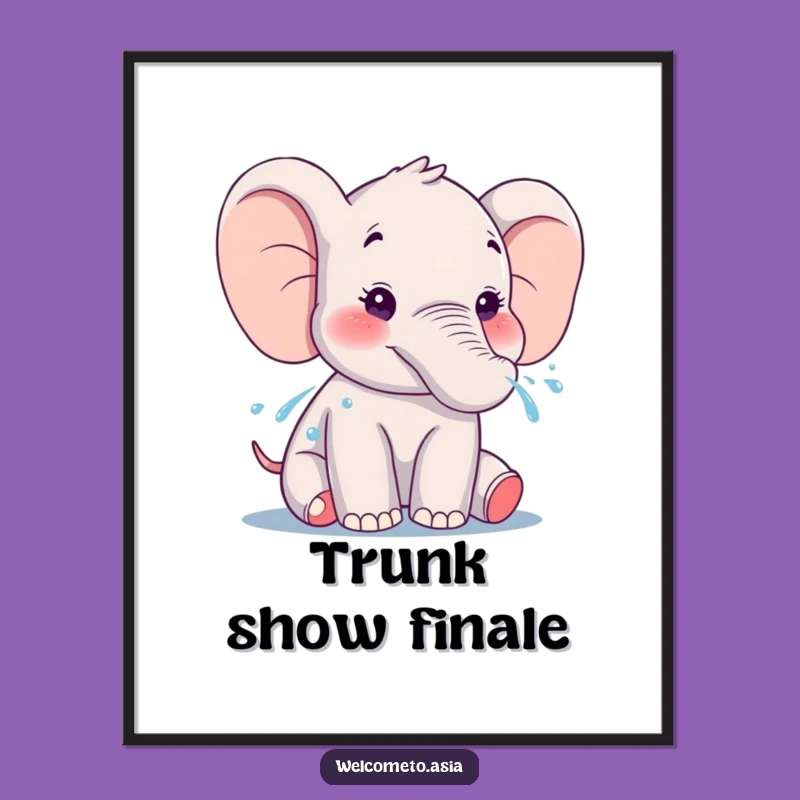 Funny Elephant Water Spray Digital Print: Instant Joyful Art!
