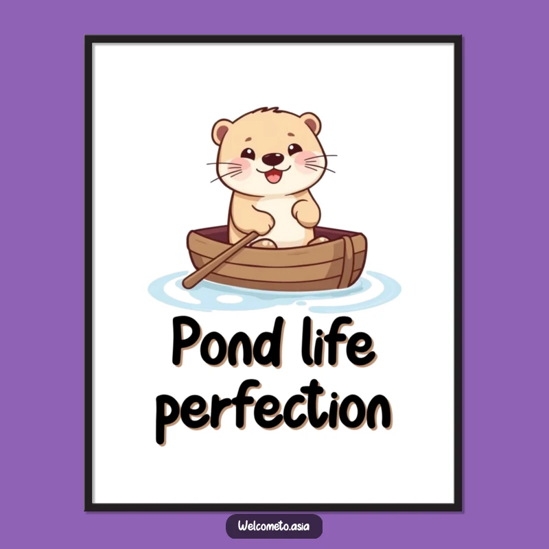 Funny Otter Boat Digital Art: Instant Download for Joyful Decor