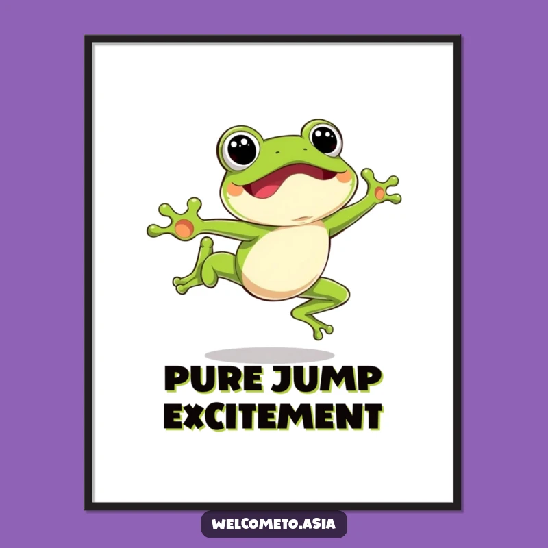 Dynamic Funny Leaping Frog Digital Art Print: Energetic Wall Art - Instant Download