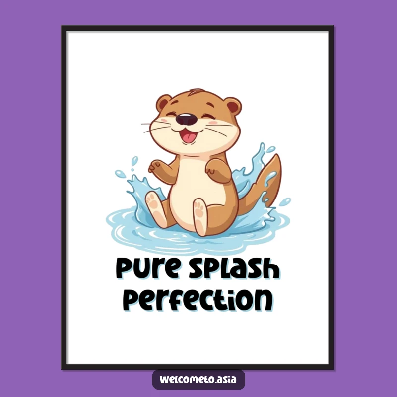 Funny Otter Digital Art: Energetic Sliding Character - Instant Joy Gift
