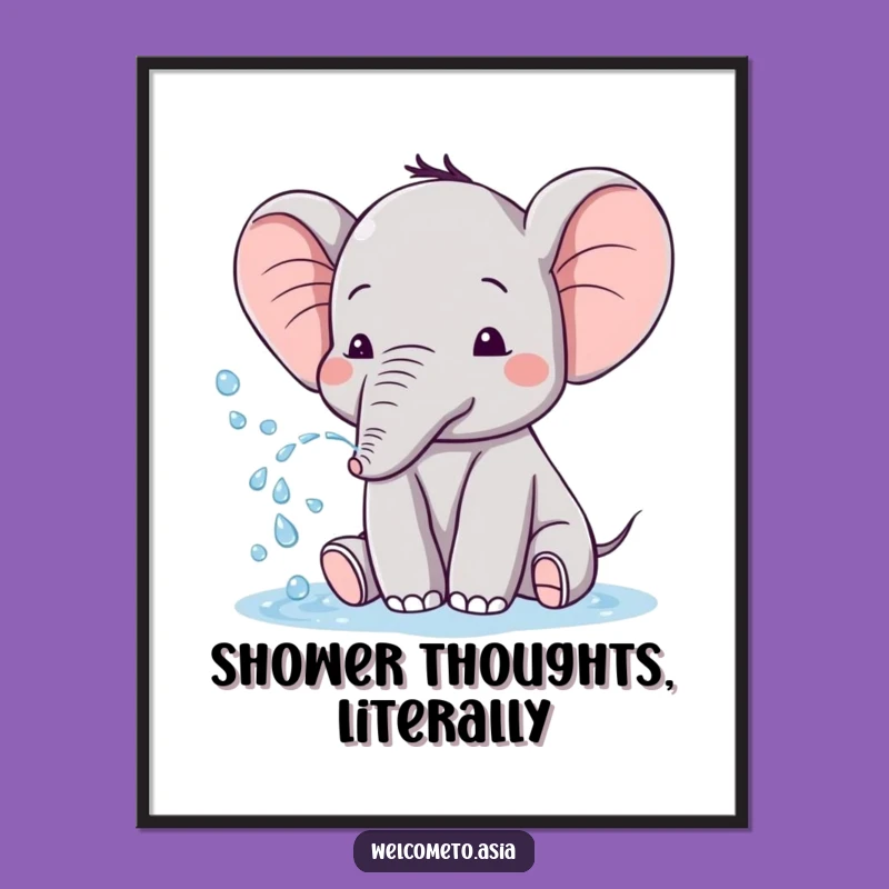 Funny Elephant Tiny Ears Digital Art: Instant Playful Decor Download!