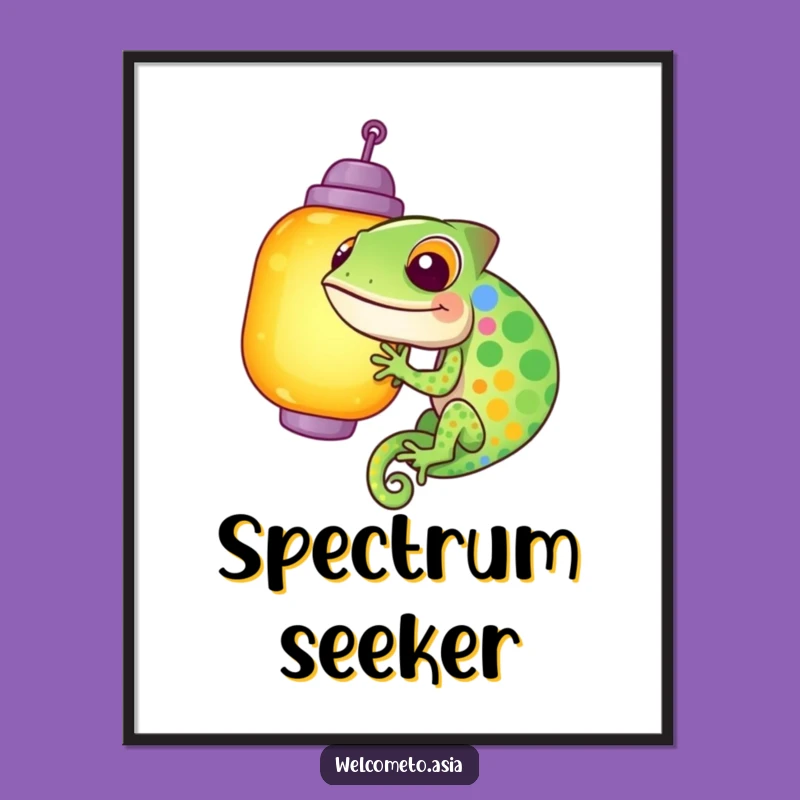 Funny Chameleon Lantern Digital Art: Instant Hilarious Colorful Decor Download