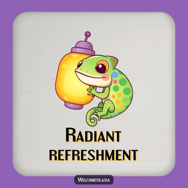 Funny Chameleon Lantern Coasters: Protect Surfaces with Hilarious Colorful Art