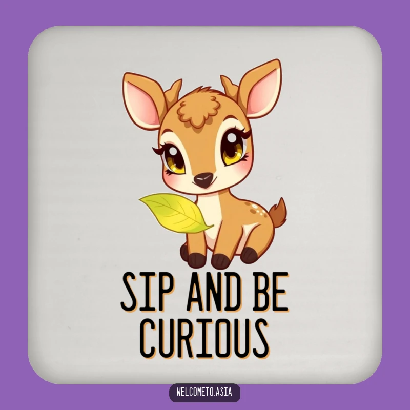 Funny Deer Drink Coaster: Curious Creature & Glowing Leaf Protection - Table Gift