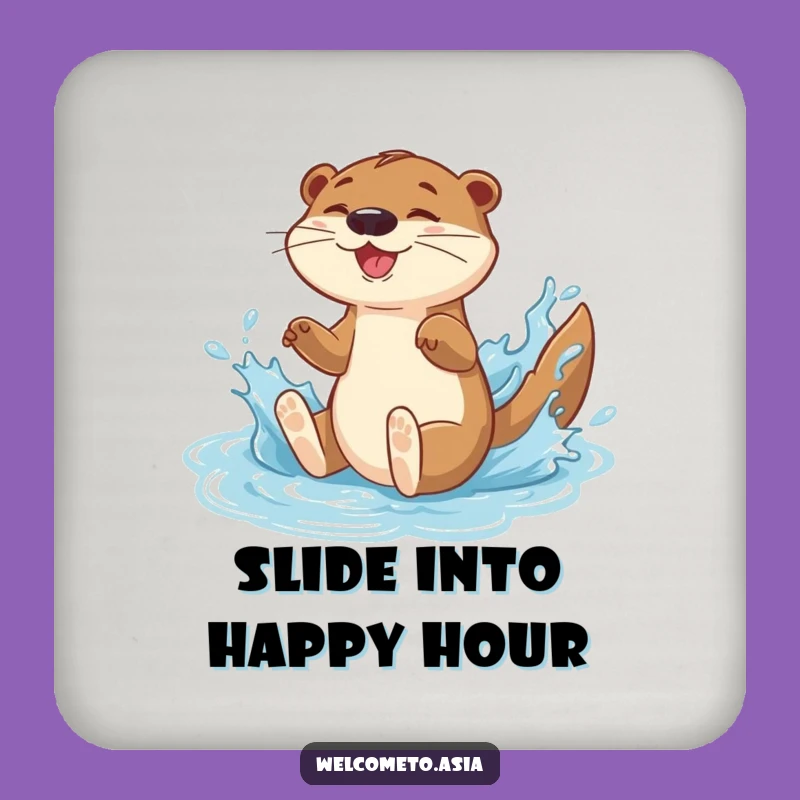 Funny Otter Drink Coaster: Energetic Sliding Splash Protection - Bar Gift