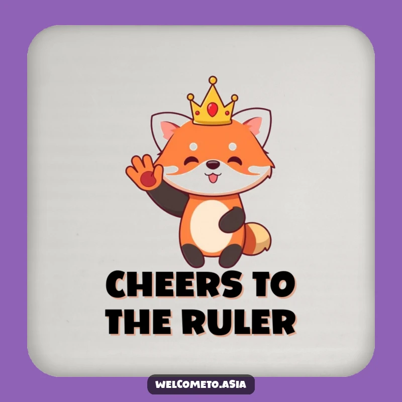 Funny Red Panda King Coaster: Cute Waving Monarch Drink Protector a Humorous Gift