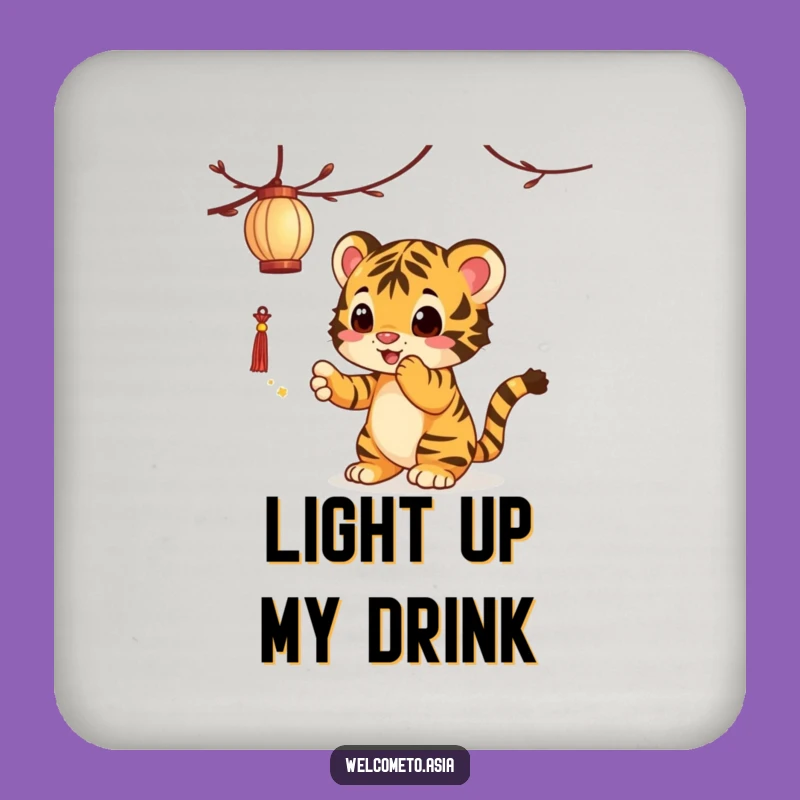 Funny Tiger Cub Lantern Coasters: Protect Surfaces with Playful Style!