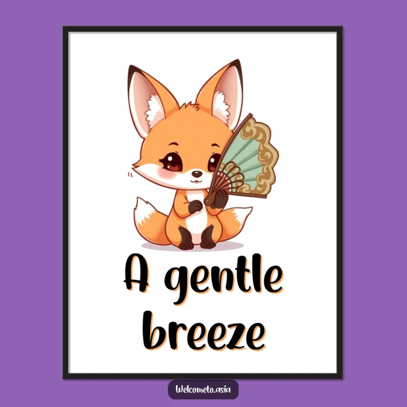 Funny Fox Fan Poster: Whimsical Wall Art, Perfect Funny Gift for Decorators!