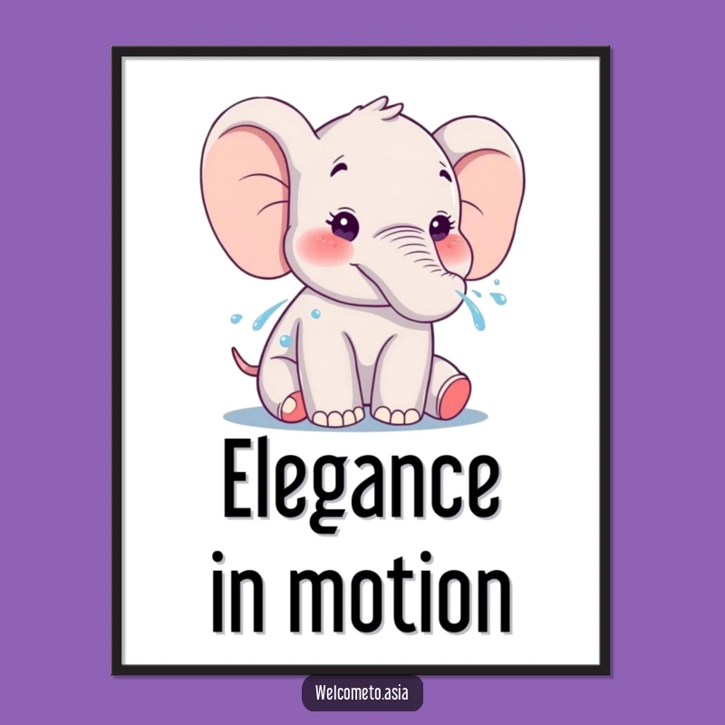 Funny Elephant Water Spray Poster: Bring Joyful Art Home!