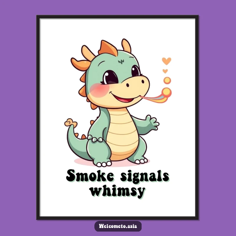 Artistic Funny Smiling Dragon Poster: Whimsical Wall Art - Gift Idea