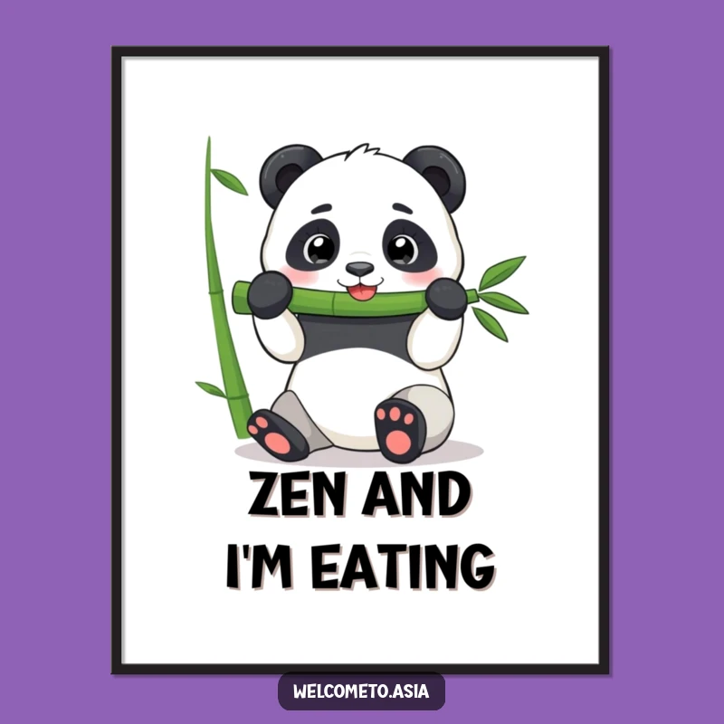 Funny Panda Munching Bamboo Poster: Hilarious Wall Art for Panda Lovers!
