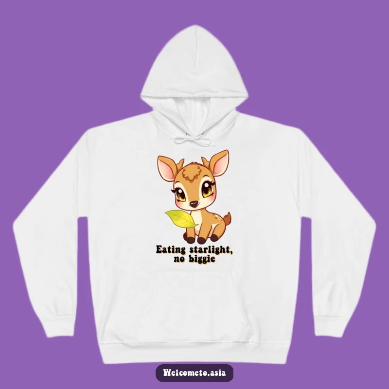 Funny Deer Hoodie: Curious Creature & Glowing Leaf Comfort - Cozy Gift