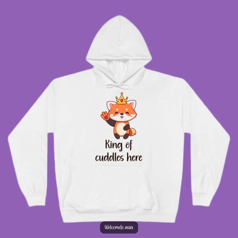 Funny Red Panda King Hoodie: Cute Waving Monarch Sweatshirt for Animal Lovers