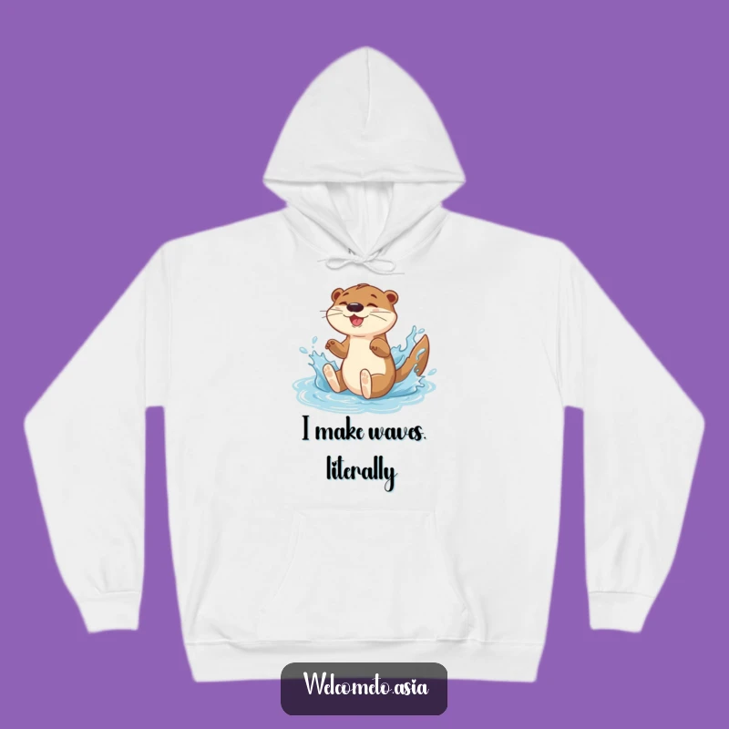 Funny Otter Hoodie: Energetic Character Water Sliding Apparel - Cozy Gift