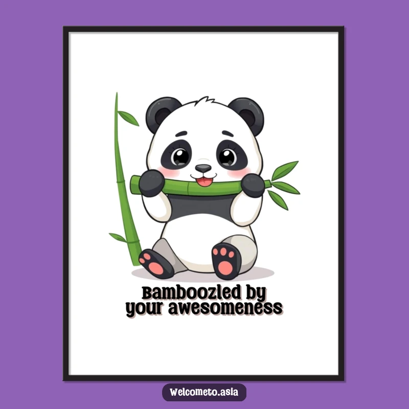 Funny Free Printable Wall Art: Panda's Bamboo Bliss, Cute Downloadable Decor