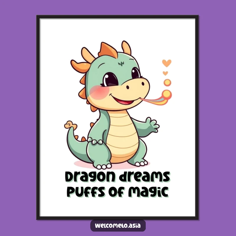 Funny Free Printable Wall Art: Dragon Smoke Puffs, Colorful Fantasy Downloadable Art