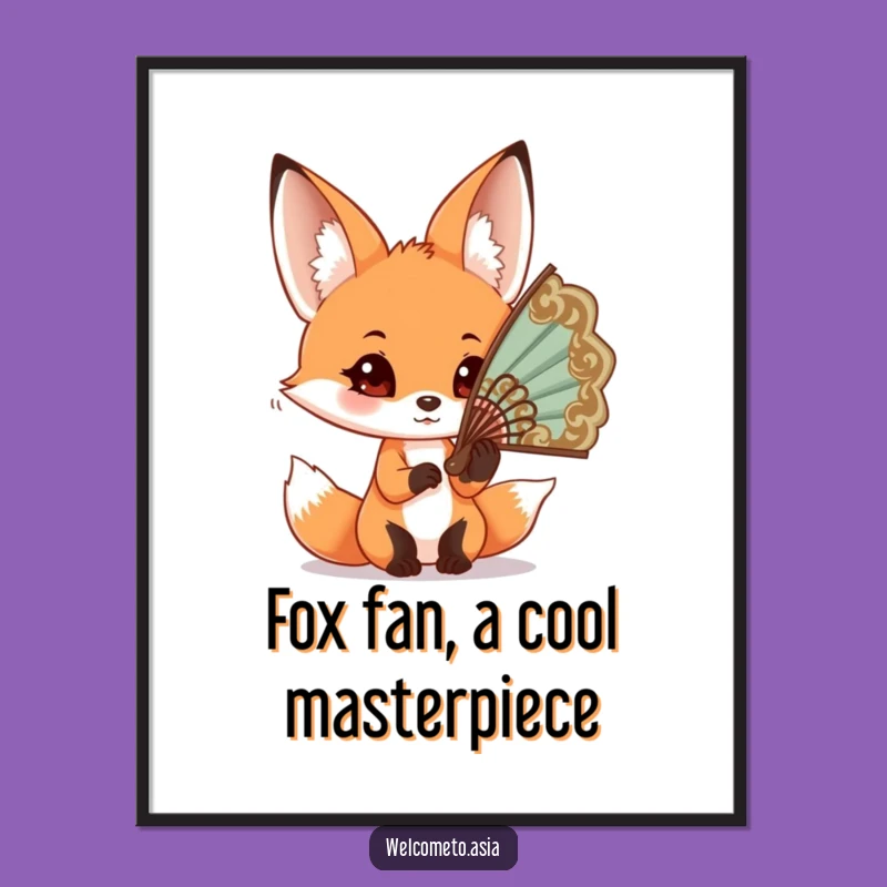 Free Printable Wall Art: Fox's Fan-tasy Fashion Statement - Downloadable Art Gift