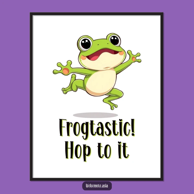 Funny Free Printable Wall Art: Leaping Frog, Joyful Jump Downloadable Art