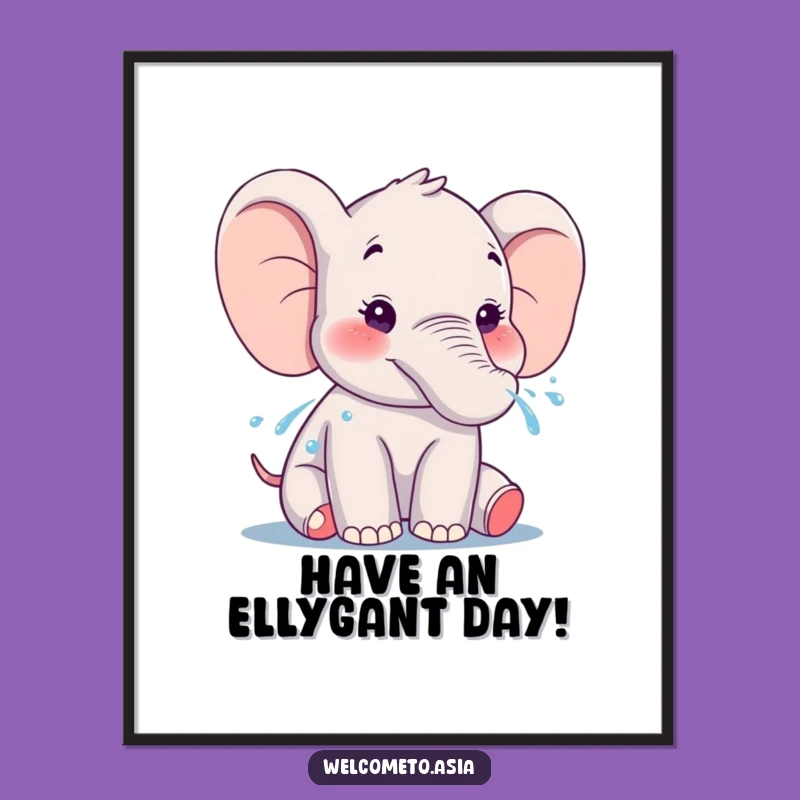 Funny Free Printable Wall Art: Elephant's Water Fun, Charming Decor