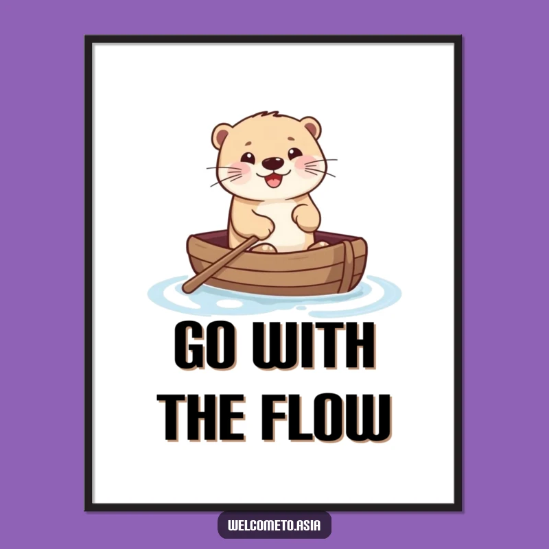 Funny Free Printable Wall Art: Smiling Otter Boat Downloadable Art Gift