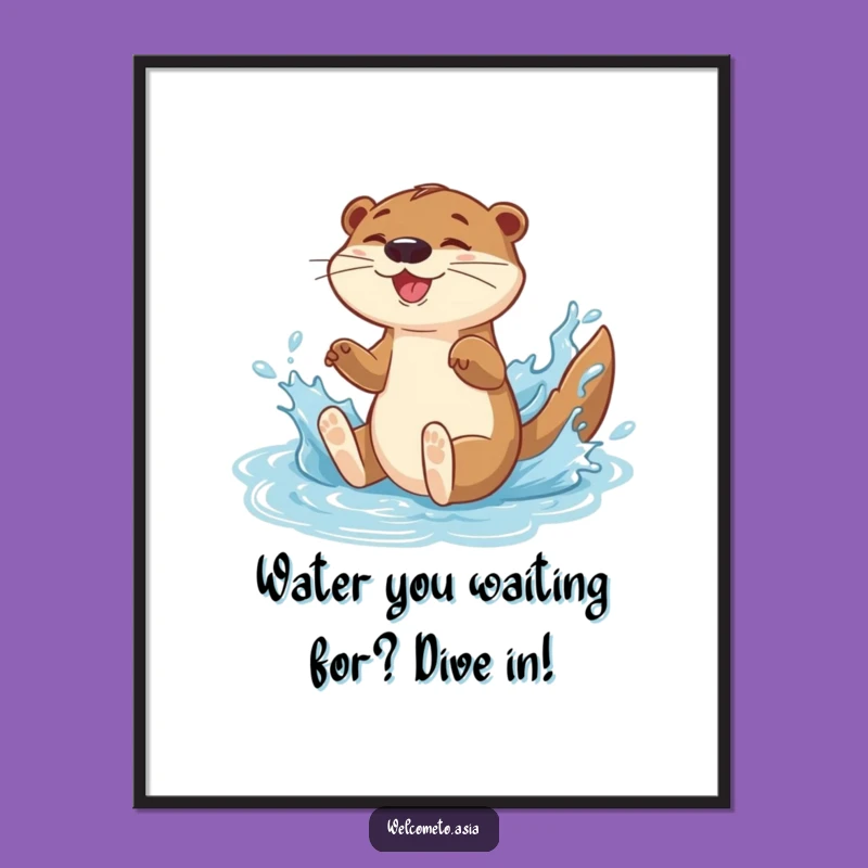 Funny Free Printable Wall Art: Energetic Otter Splash - Downloadable DIY Gift!