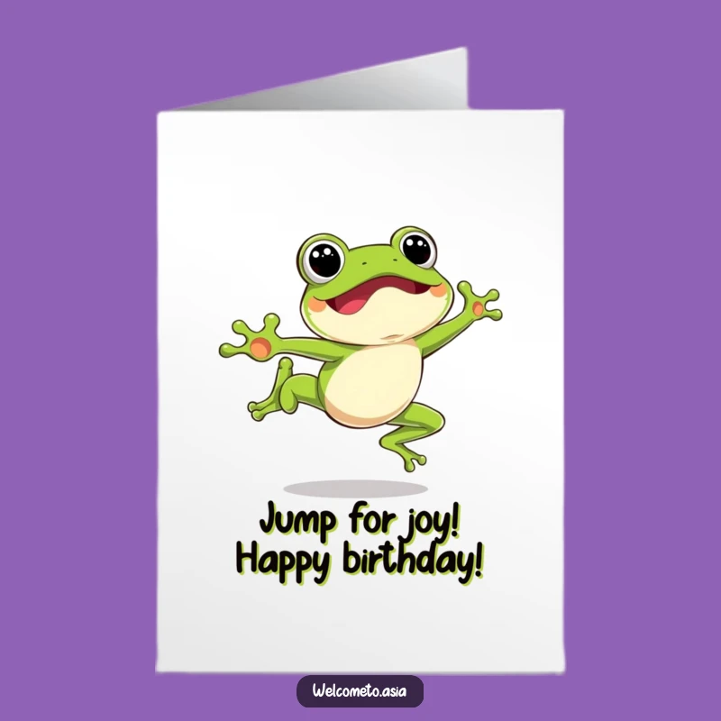 Funny Free Printable Birthday Card: Hoppy Frog Leap, Joyful Celebration Downloadable Gift