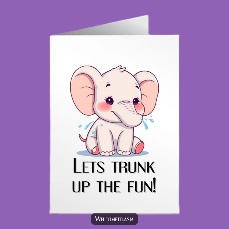 Free Printable Birthday Card: Smiling Elephant Spritz, Fun Downloadable Gift