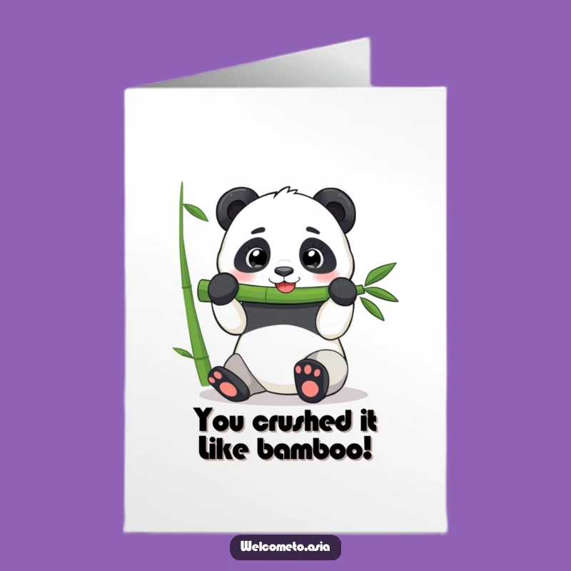 Free Printable Congrats Card: Panda Munching Bamboo, Funny Downloadable Celebration