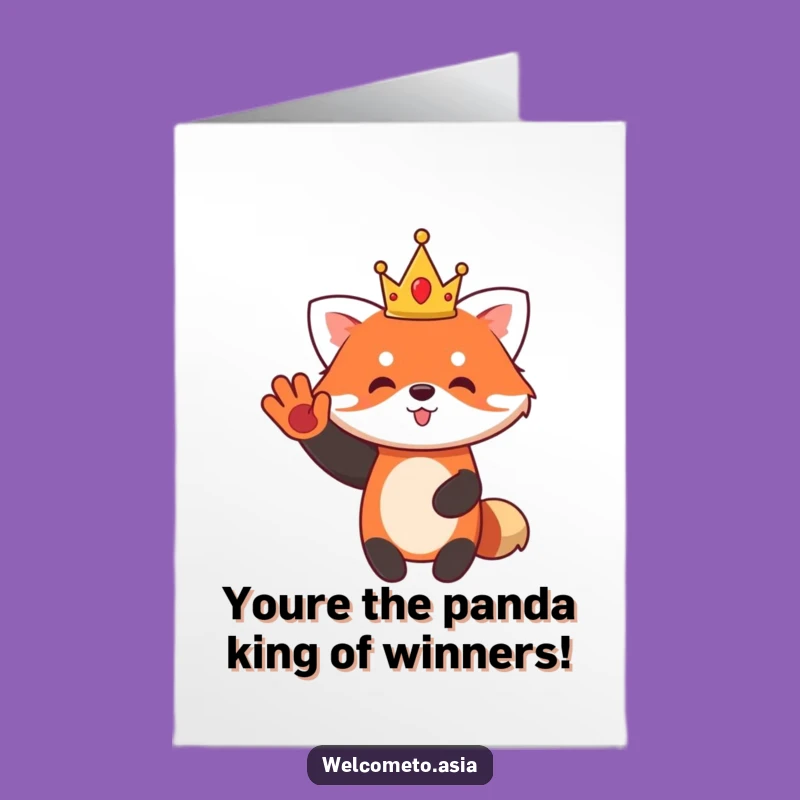 Free Printable Congrats Card: Red Panda's Royal Approval - Humorous Downloadable Gift