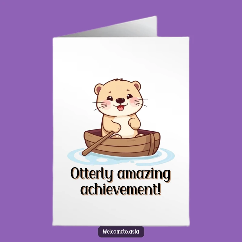 Free Printable Congrats Card: Smiling Otter Boat Funny Downloadable Gift