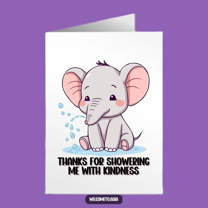 Free Printable Thank You Card: Elephant Spraying Water - Funny Animal Downloadable Gift