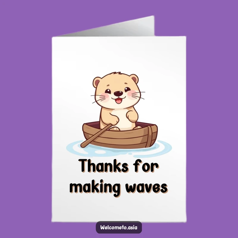 Free Printable Thank You Card: Smiling Otter Boat Funny Downloadable Gift