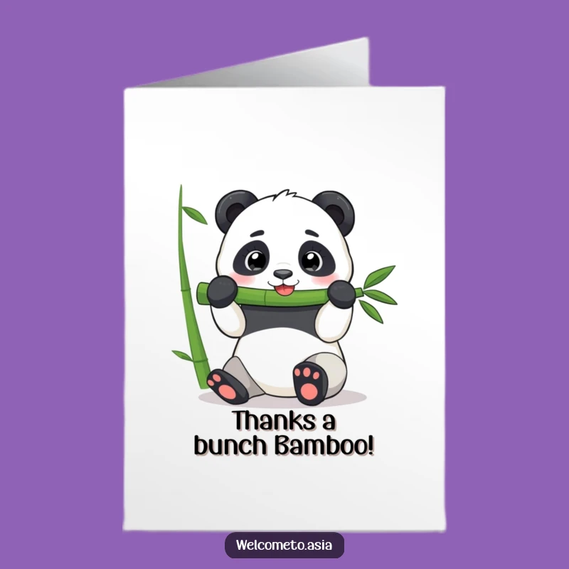Free Printable Thank You Card: Panda's Bamboo Feast, Funny Downloadable Gratitude